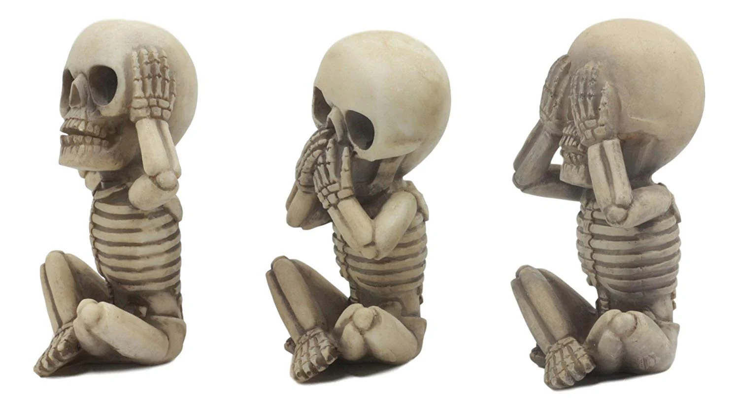 Ebros Gothic Whimsical See Hear Speak No Evil Baby Skeletons Statue Set Of 3 - Image 4