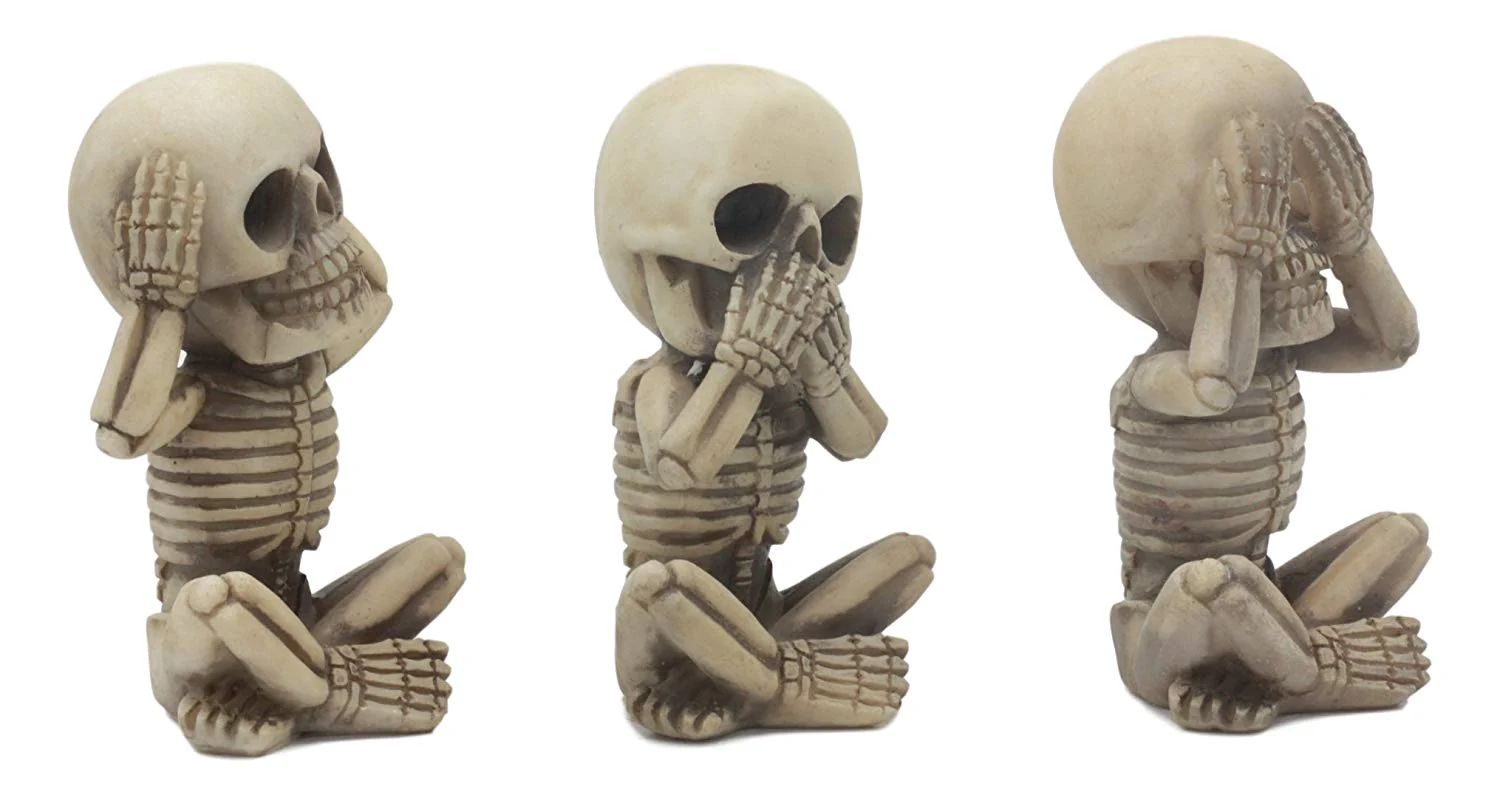 Ebros Gothic Whimsical See Hear Speak No Evil Baby Skeletons Statue Set Of 3 - Image 5