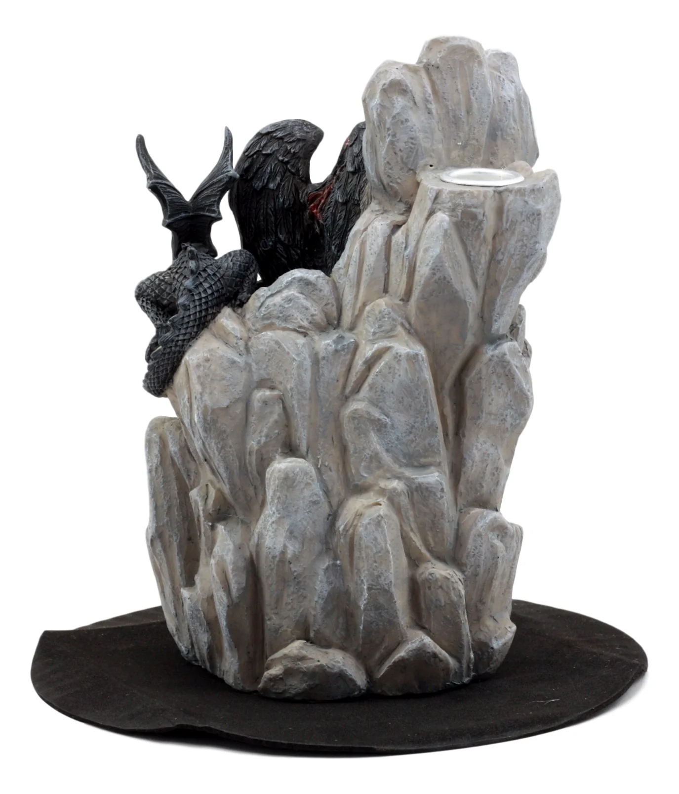 Ebros Gothic Dark Angel W/ Shadow Dragon On Waterfall Rocky Cliff Figurine 7.5" H - Image 2