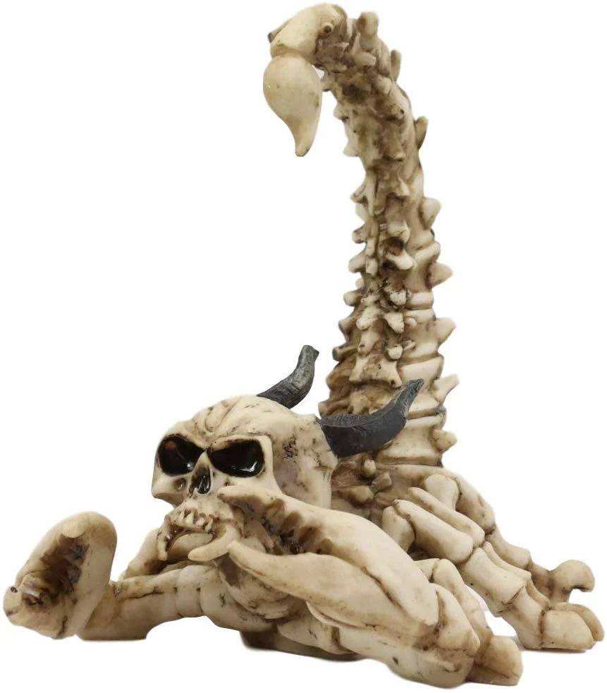 Ebros Gothic Giant Scorpion Skeleton with Horned Demon Skull Statue 7.25" Tall - Image 2
