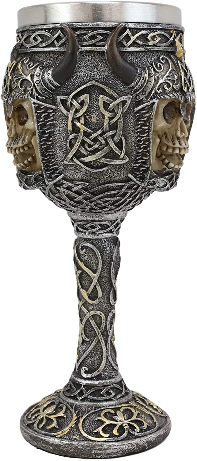 Ebros Gothic Viking Grinning Skull Wine Goblet With Celtic Knotwork 7.5"H - Image 2