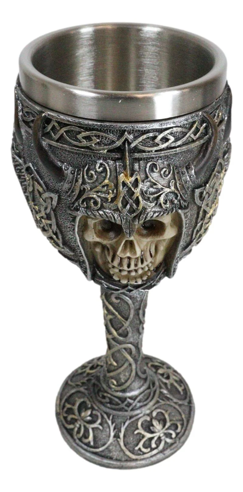 Ebros Gothic Viking Grinning Skull Wine Goblet With Celtic Knotwork 7.5"H - Image 4