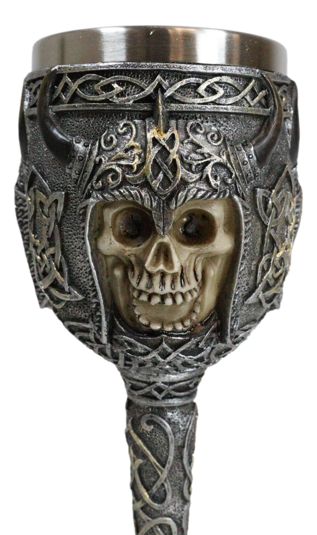 Ebros Gothic Viking Grinning Skull Wine Goblet With Celtic Knotwork 7.5"H - Image 6