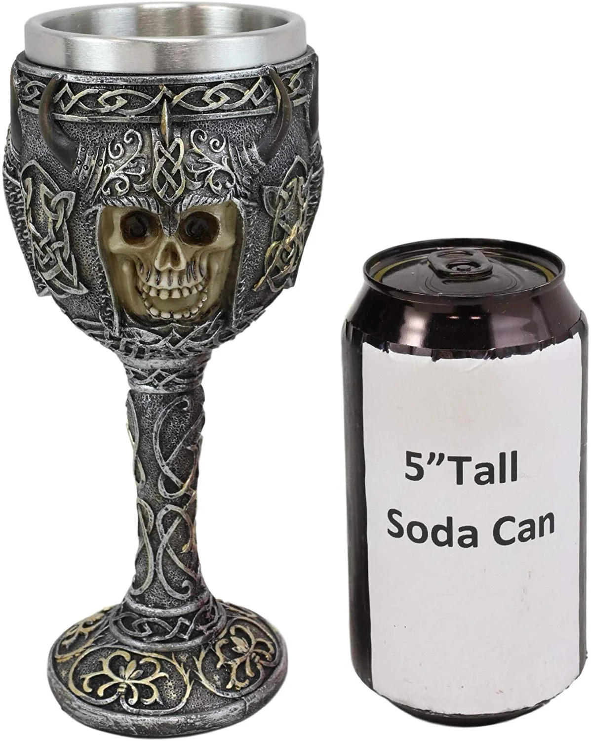 Ebros Gothic Viking Grinning Skull Wine Goblet With Celtic Knotwork 7.5"H - Image 7