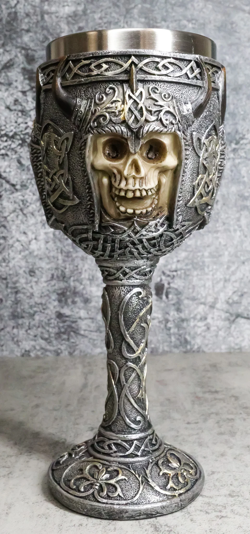 Ebros Gothic Viking Grinning Skull Wine Goblet With Celtic Knotwork 7.5"H - Image 8