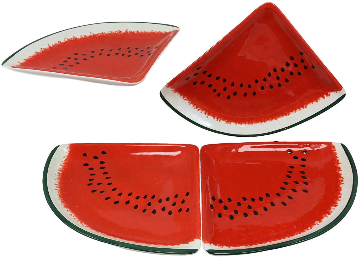 Ebros Gourmet Kitchen Watermelon Slices Shaped Serving Plates or Dish Platters - Image 2