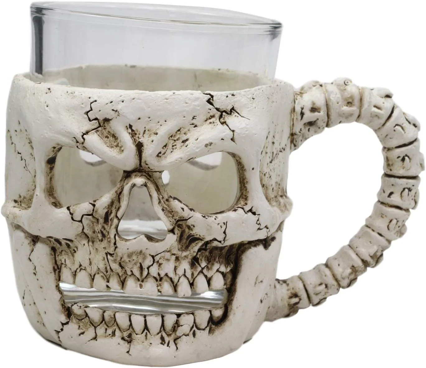 Ebros Grinning Human Skull Drinking Mug 7oz Resin With Glass Cup Insert & Handle - Image 3