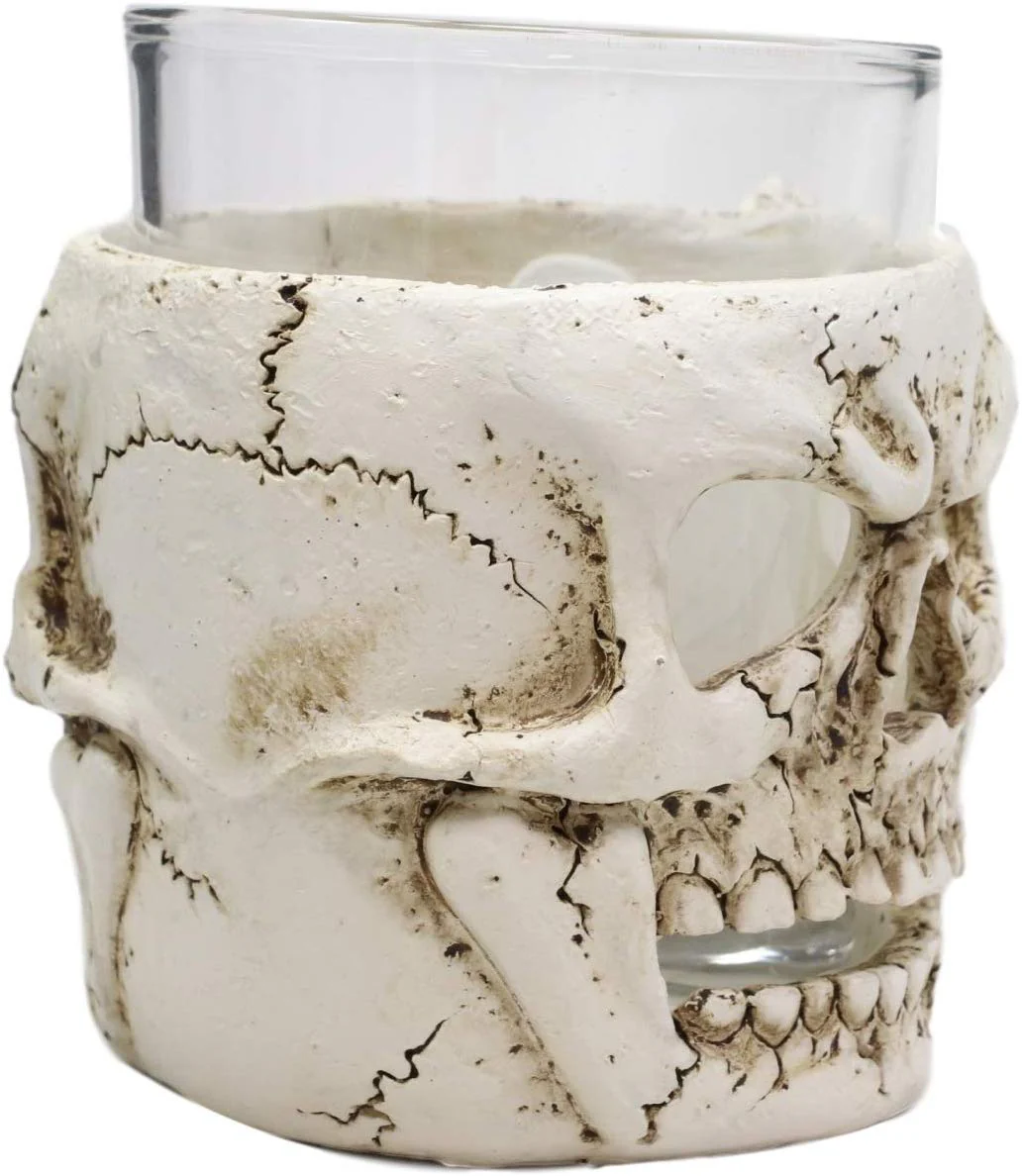 Ebros Grinning Human Skull Drinking Mug 7oz Resin With Glass Cup Insert & Handle - Image 5