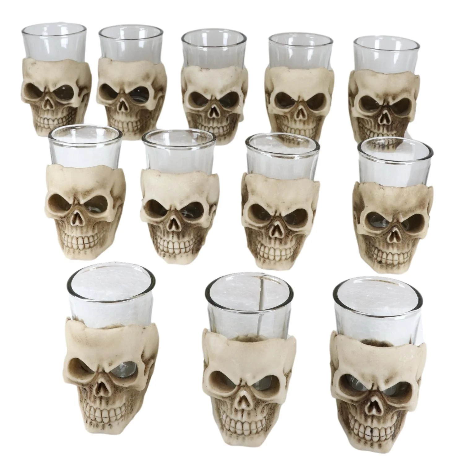 Ebros Grinning Skull Shot Glass Set of 12 Altar of Skulls Skeleton Ossuary Skull - Image 5