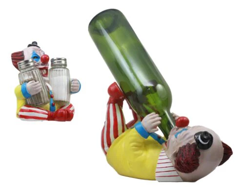 Ebros Halloween IT Killer Mannequin Pennywise Clown Wine Holder And Salt Pepper Shakers Holder Figurine Set Scary Halloween Party Hosting Centerpiece Wine Cellar Tabletop Countertop Kitchen Home Decor - Image 4