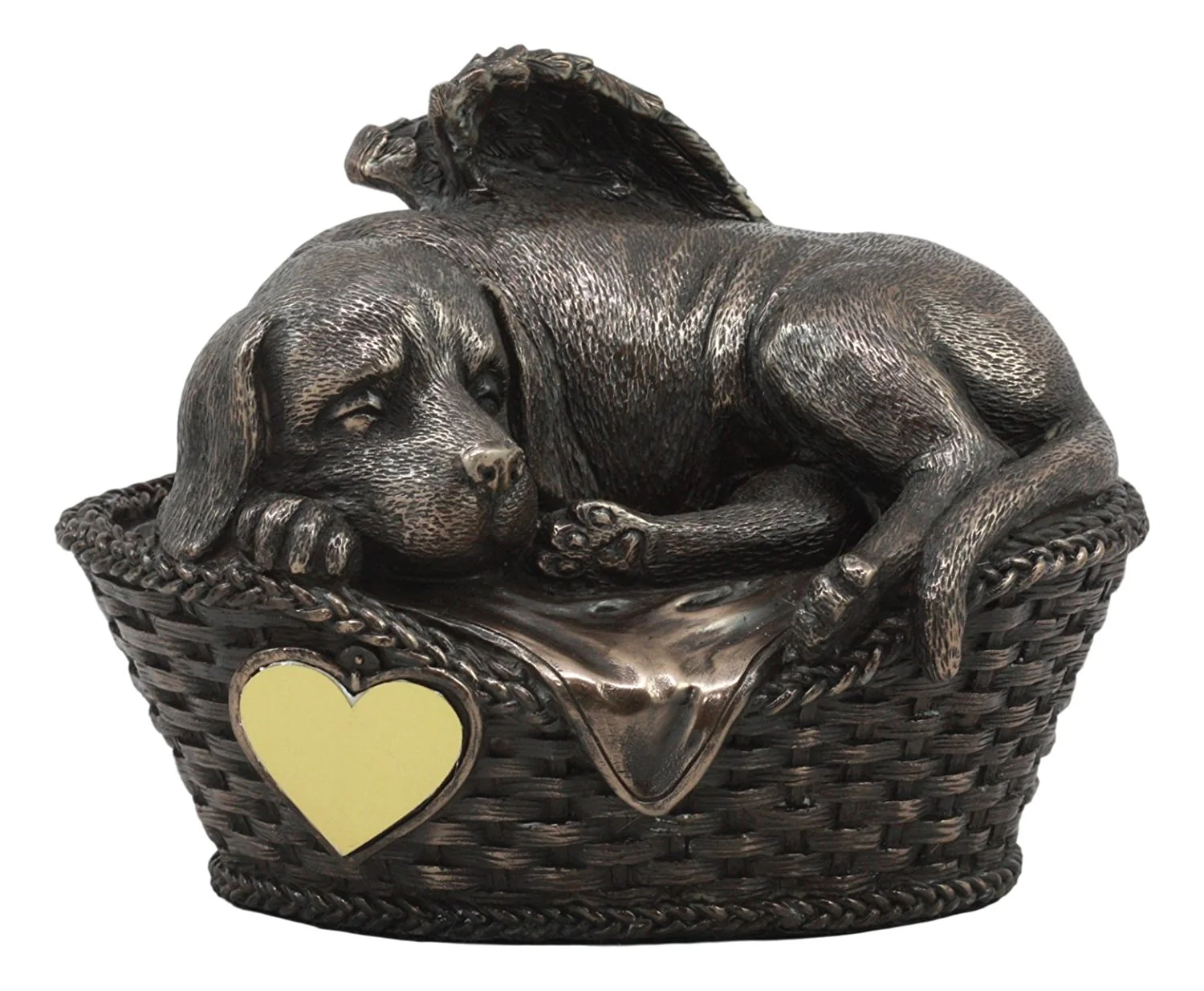 Angel Labrador Dog Sleeping In Wicker Basket Cremation Urn Pet Memorial Statue - Image 3