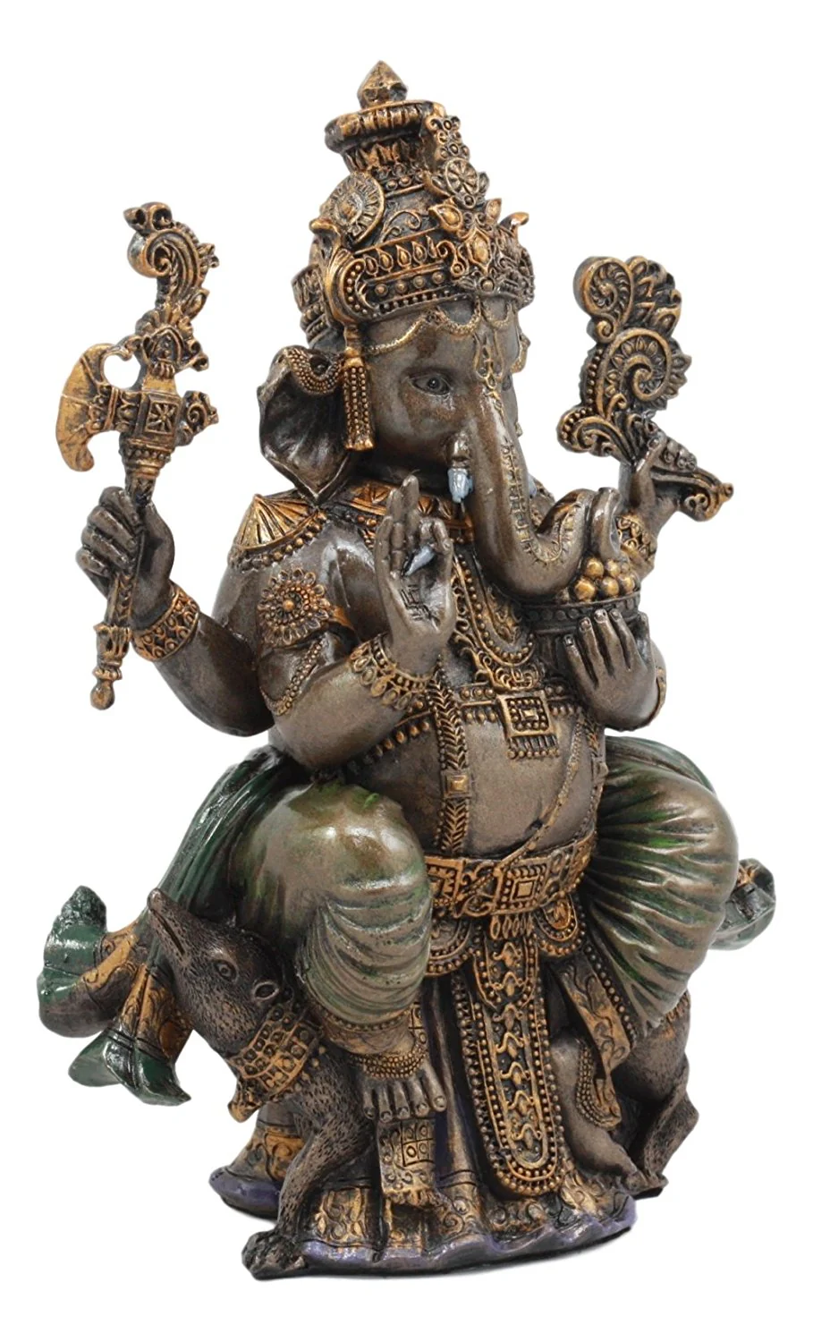 Ebros Hindu Lord Ganesha Sitting On Throne Statue Elephant God Hoysala Empire Ganapati - Image 4