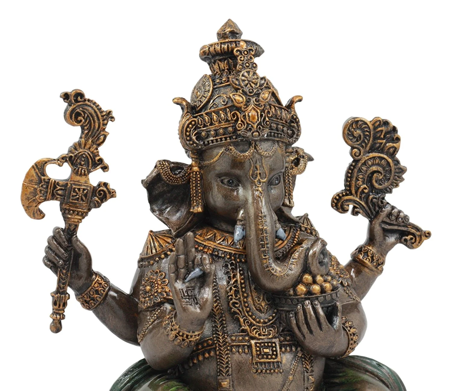 Ebros Hindu Lord Ganesha Sitting On Throne Statue Elephant God Hoysala Empire Ganapati - Image 7