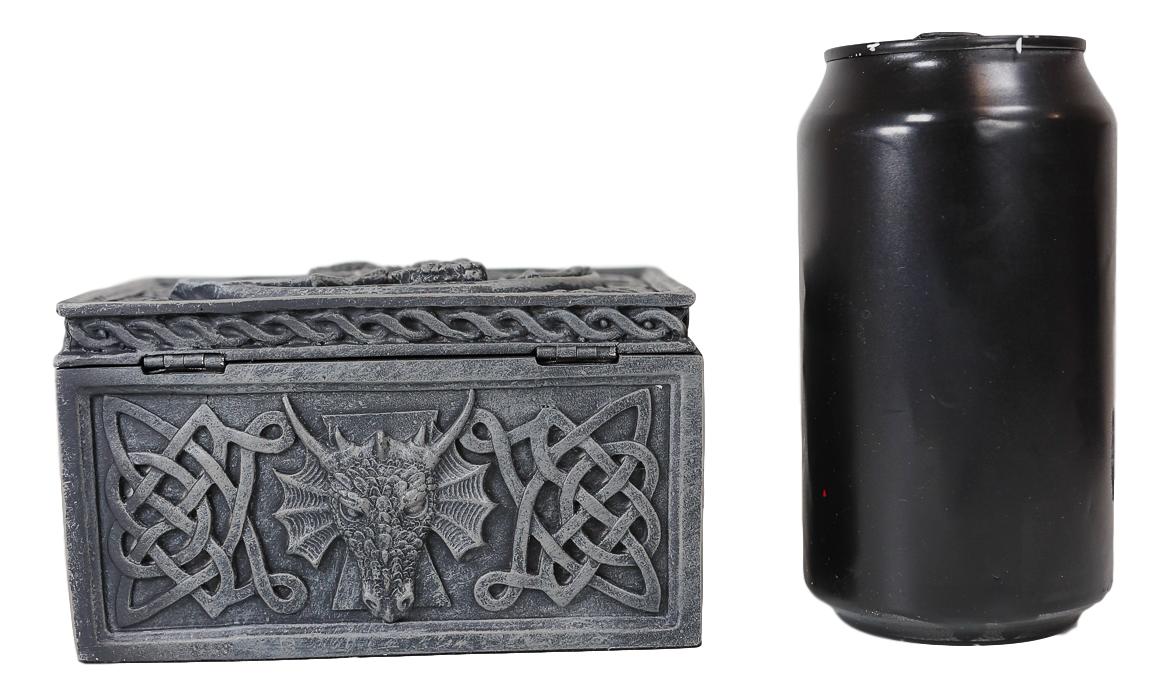 Ebros Celtic Knotwork Moon Dragon Voyage Decorative Jewelry Trinket Box Figurine 5"L - Image 10