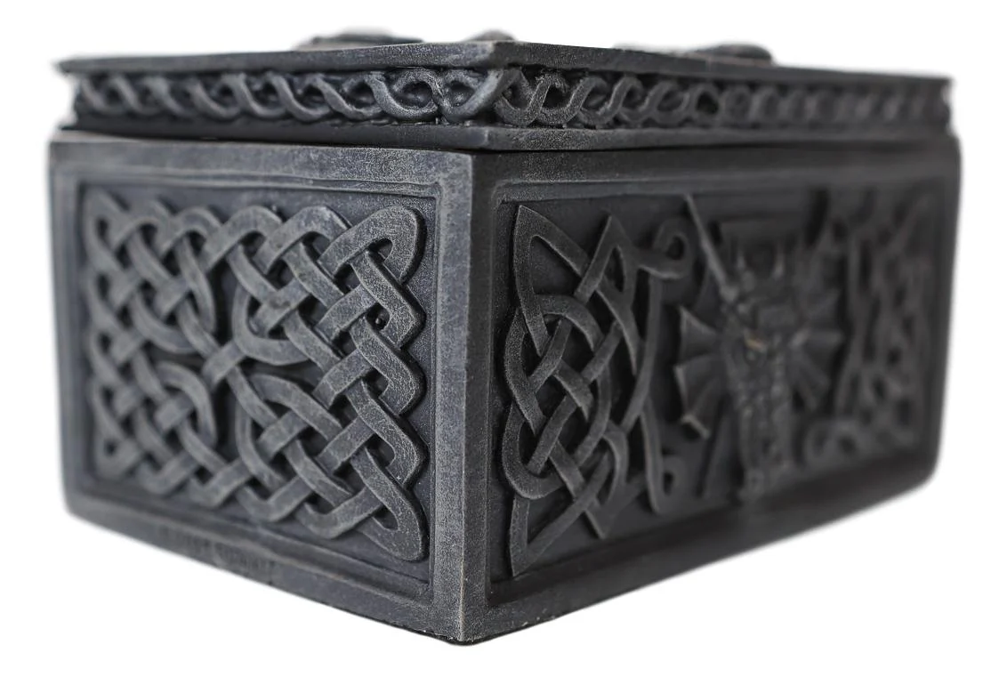 Ebros Celtic Knotwork Moon Dragon Voyage Decorative Jewelry Trinket Box Figurine 5"L - Image 4