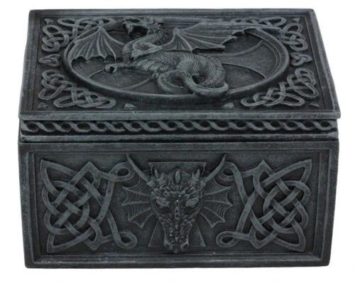 Ebros Celtic Knotwork Moon Dragon Voyage Decorative Jewelry Trinket Box Figurine 5"L - Image 5
