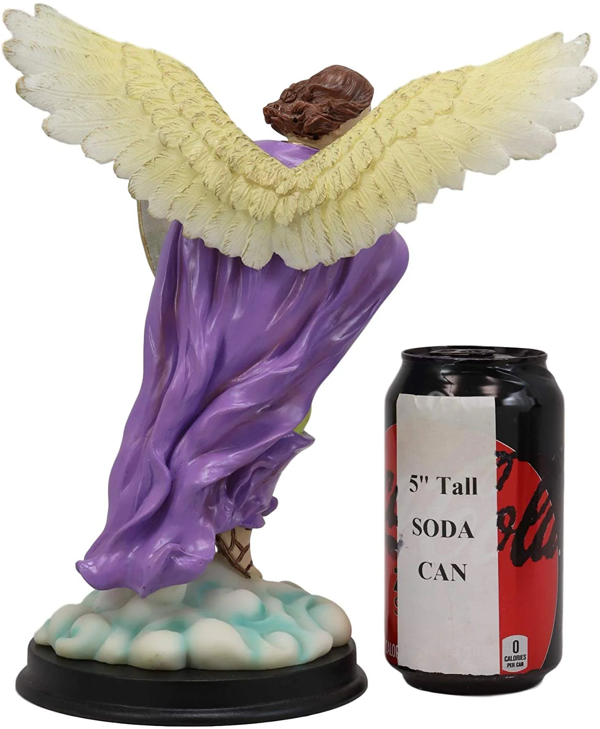 Ebros Holy Archangel Saint Saeltiel Carrying Shield of Faith Statue with Brass Name Plate 10" Tall Angel Selaphiel Patron of Worship Intercession and Prayer of God Altar Collectible Figurine - Image 6