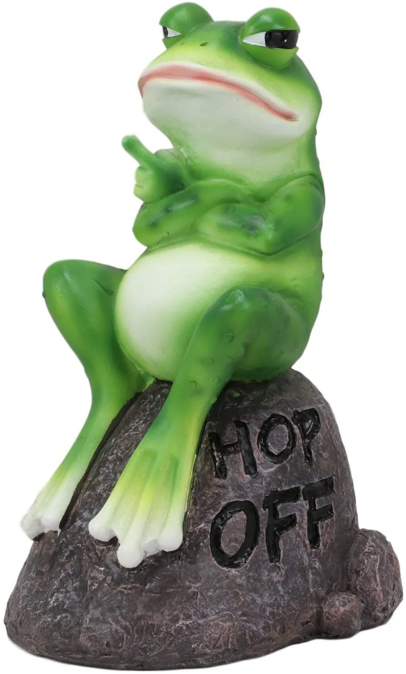 Ebros Hop Off! Feisty Toad Frog On Landscape Rock Statue Rainforest Animal Decor - Image 2