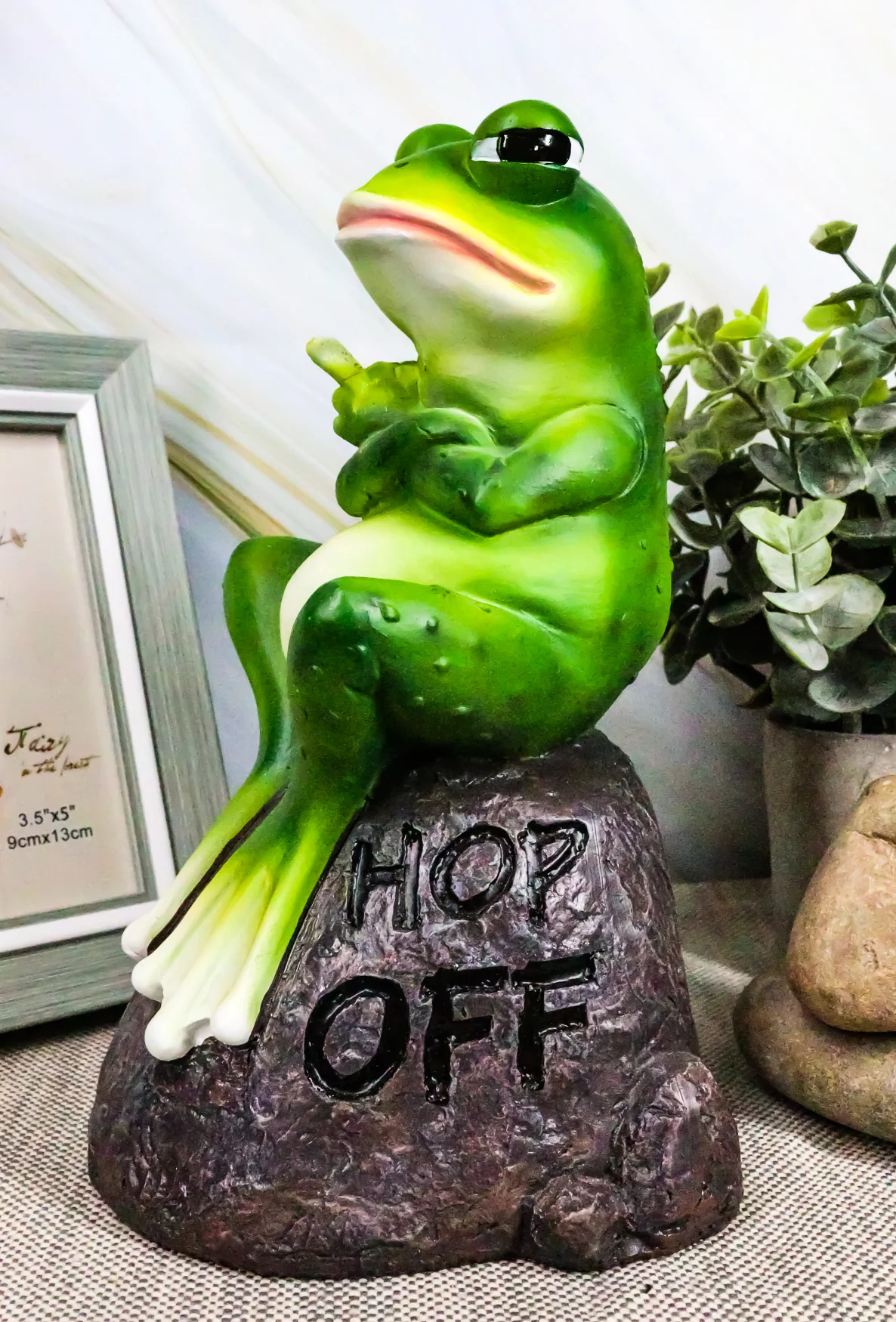 Ebros Hop Off! Feisty Toad Frog On Landscape Rock Statue Rainforest Animal Decor - Image 7