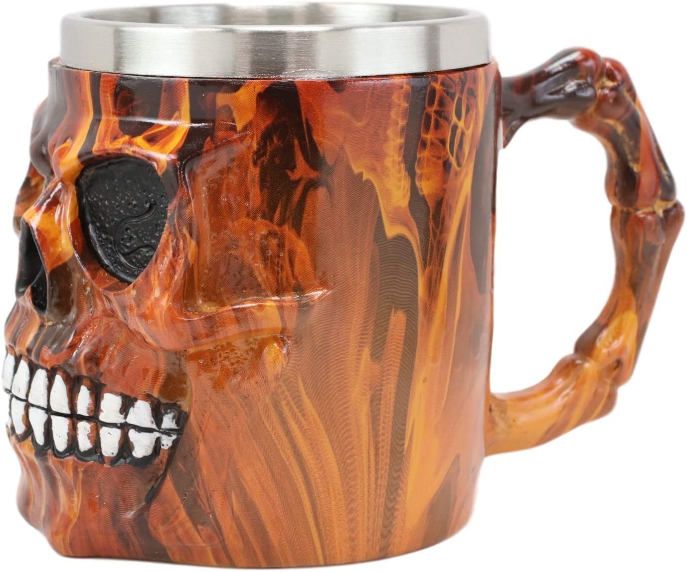 Ebros Inferno Fire Skull Face Drinking Coffee Mug Beverage Drinkware 6.25"W - Image 2