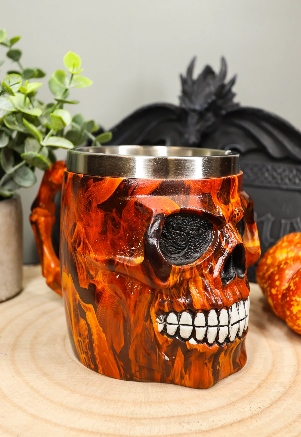 Ebros Inferno Fire Skull Face Drinking Coffee Mug Beverage Drinkware 6.25"W - Image 7