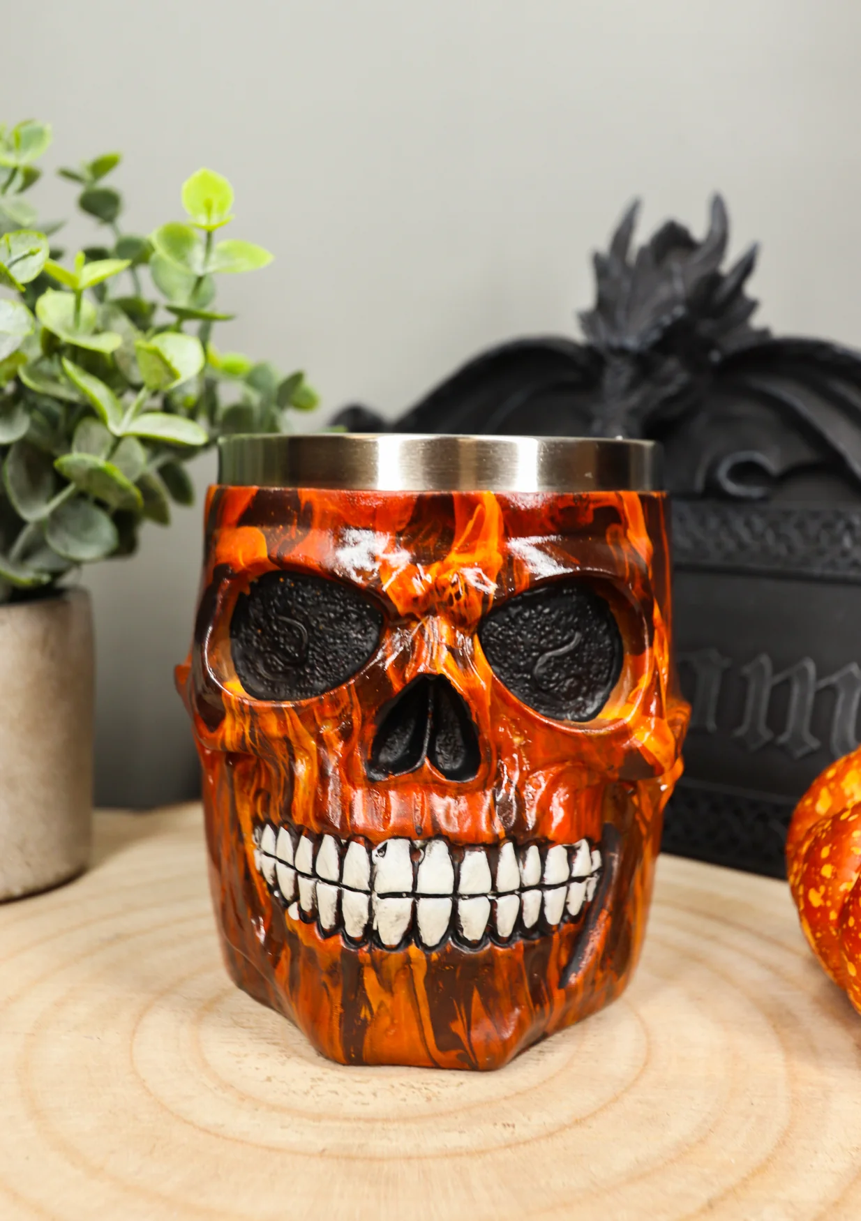Ebros Inferno Fire Skull Face Drinking Coffee Mug Beverage Drinkware 6.25"W - Image 8