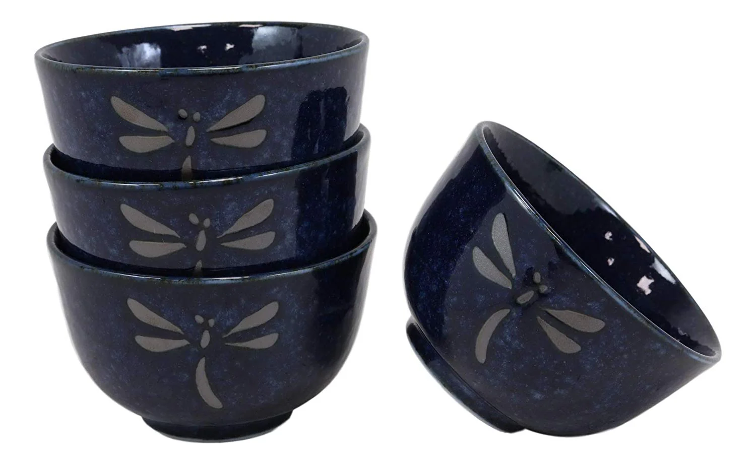 Ebros Japan Made Tombo Dragonfly Midnight Blue 20oz Porcelain Tea Pot & Cups Set - Image 4