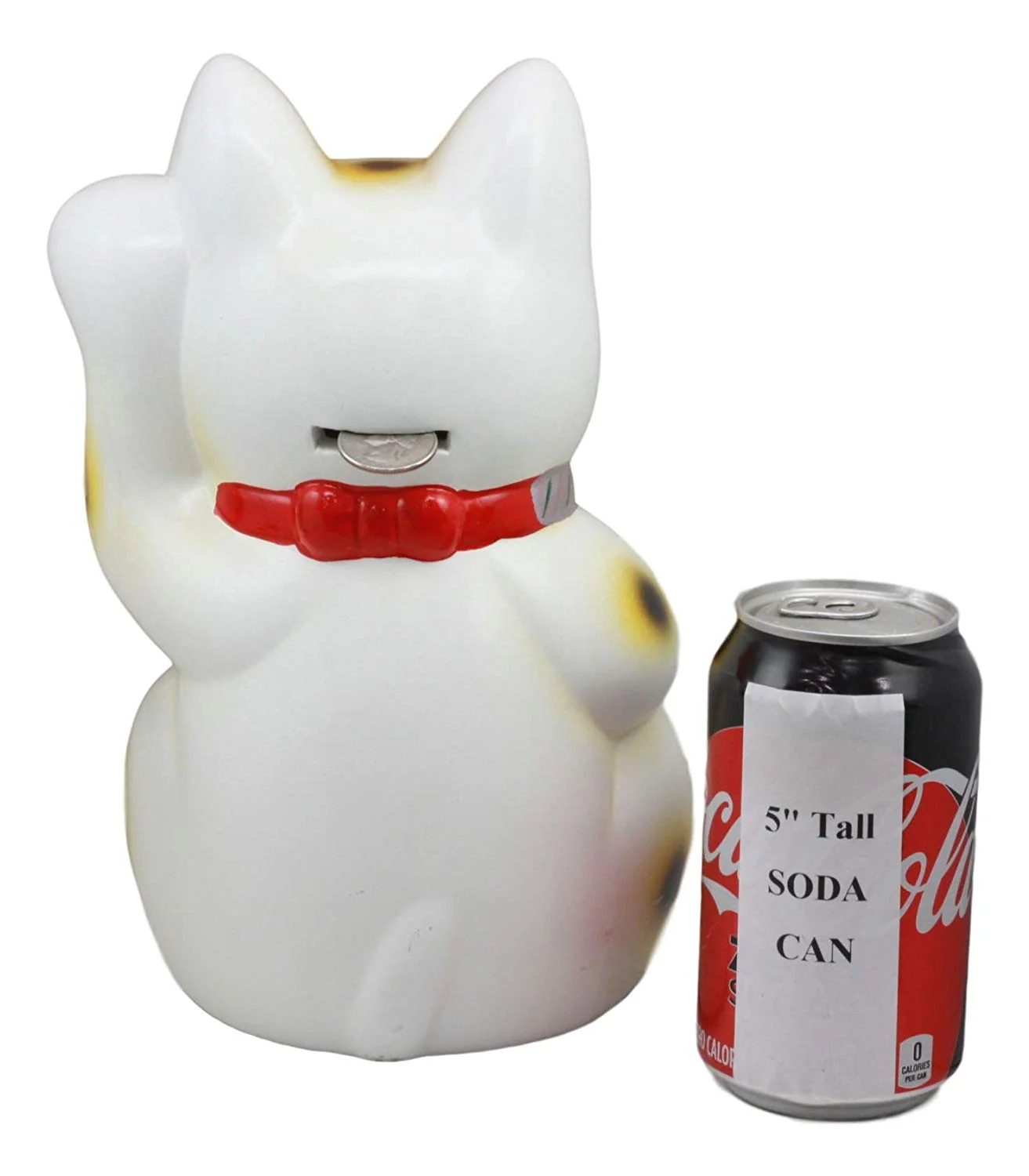 Ebros Japanese Luck and Fortune White Cat Maneki Neko Coin Bank Ceramic 9.5"H - Image 6