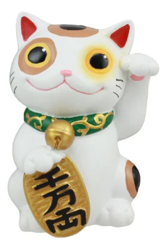 Ebros Japanese Luck And Fortune Charm White Beckoning Cat Maneki Neko Statue 4"Tall Tabletop Collectible Figurine - Image 2