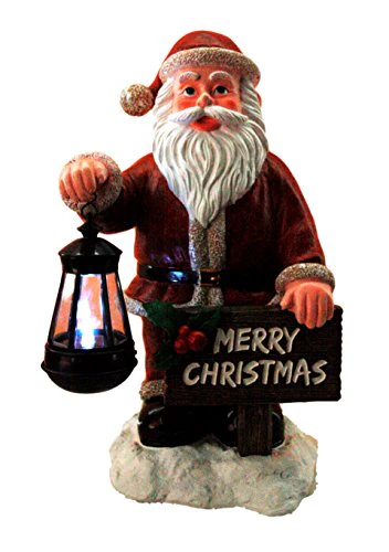Ebros Jolly Seasons Merry Christmas Santa Claus Holding Greeting Sign Decorative Statue With Solar LED Light Lantern Lamp 16.5"H As Home Patio Welcome Entrance Decor Guest Greeter Figurine - Image 2