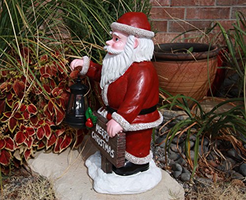Ebros Jolly Seasons Merry Christmas Santa Claus Holding Greeting Sign Decorative Statue With Solar LED Light Lantern Lamp 16.5"H As Home Patio Welcome Entrance Decor Guest Greeter Figurine - Image 5