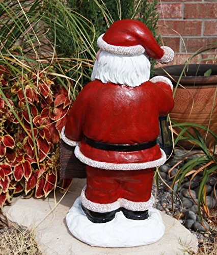 Ebros Jolly Seasons Merry Christmas Santa Claus Holding Greeting Sign Decorative Statue With Solar LED Light Lantern Lamp 16.5"H As Home Patio Welcome Entrance Decor Guest Greeter Figurine - Image 6