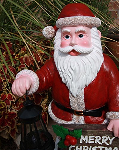 Ebros Jolly Seasons Merry Christmas Santa Claus Holding Greeting Sign Decorative Statue With Solar LED Light Lantern Lamp 16.5"H As Home Patio Welcome Entrance Decor Guest Greeter Figurine - Image 9