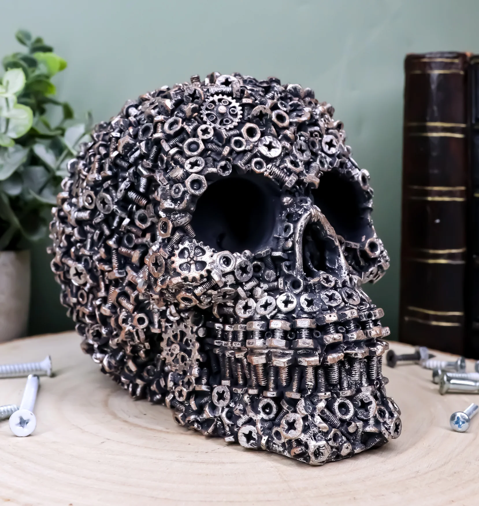 Ebros Junkyard Mechanic Gears Nuts Bolts And Screws Hardware Skull Decorative Figurine - Image 9