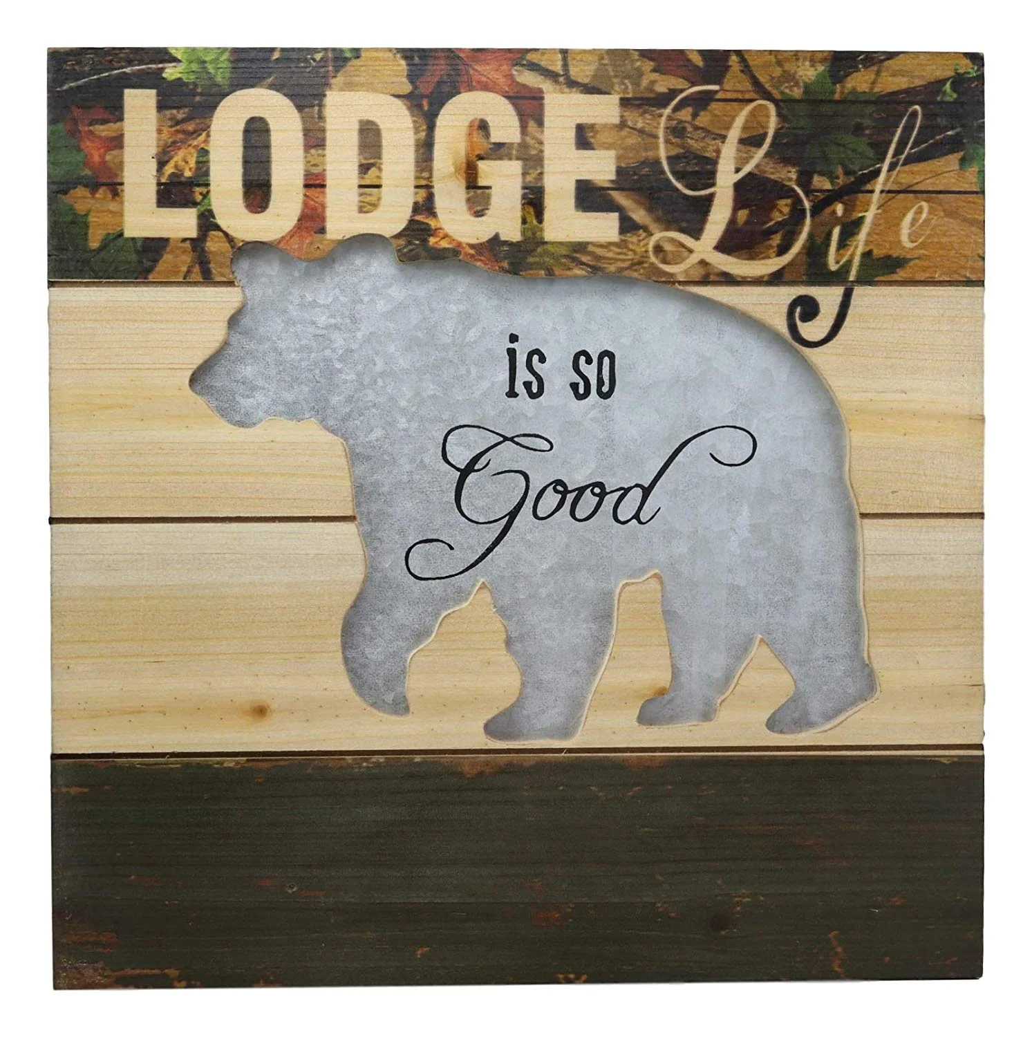 Ebros Large 15.75" Wide Rustic Cabin 'Lodge Life is So Good' Hand Painted Wooden Sign with Grizzly Bear Silhouette Hanging Wall Mounted Decor Plaque Western Country - Image 5
