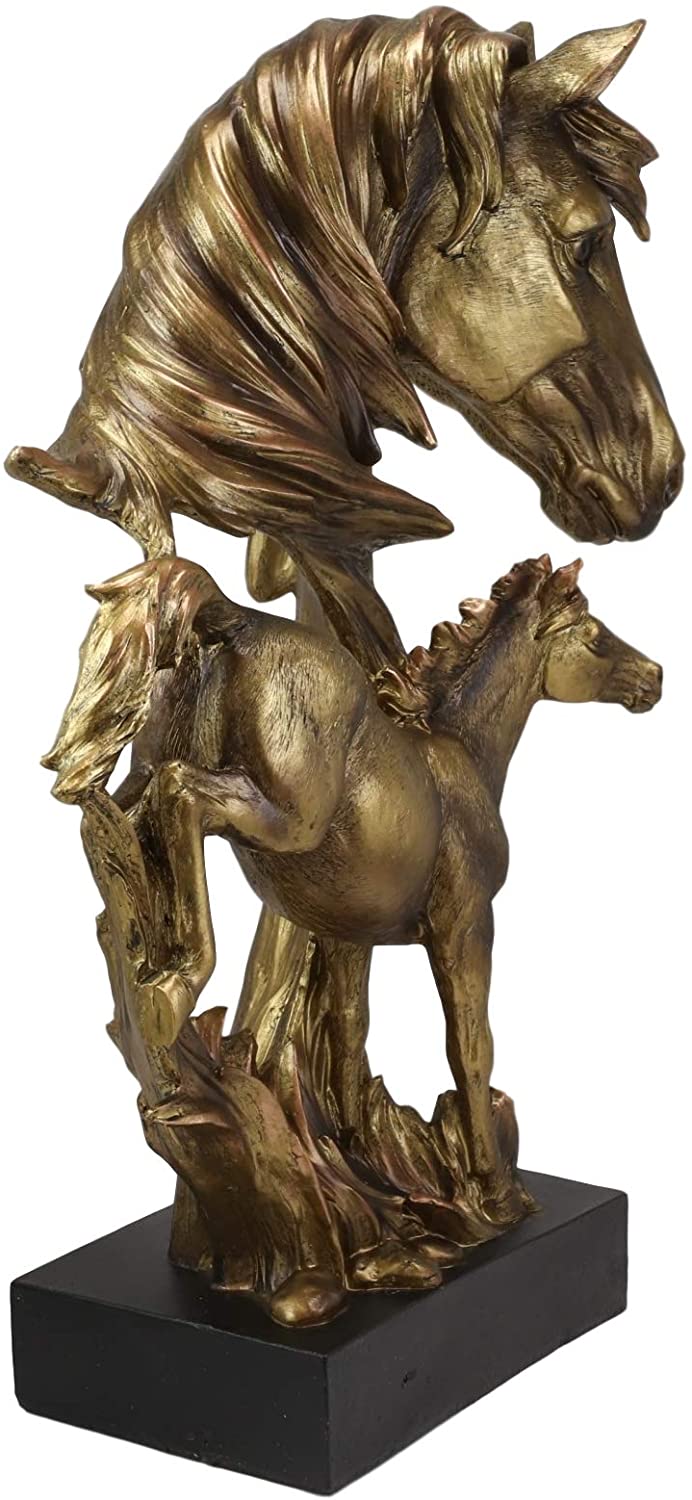 Ebros Large 15" H Wild Stallion Horse Bust Statue On Museum Style Pedestal Base - Image 3