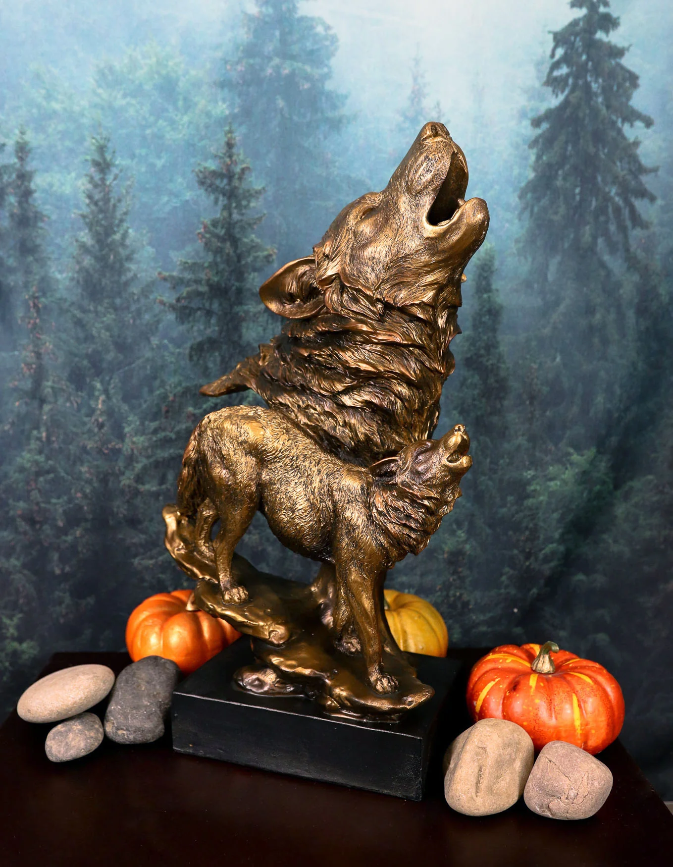 Ebros Large 15" Tall Howling Wolf Bust Statue On Museum Style Pedestal Base - Image 6
