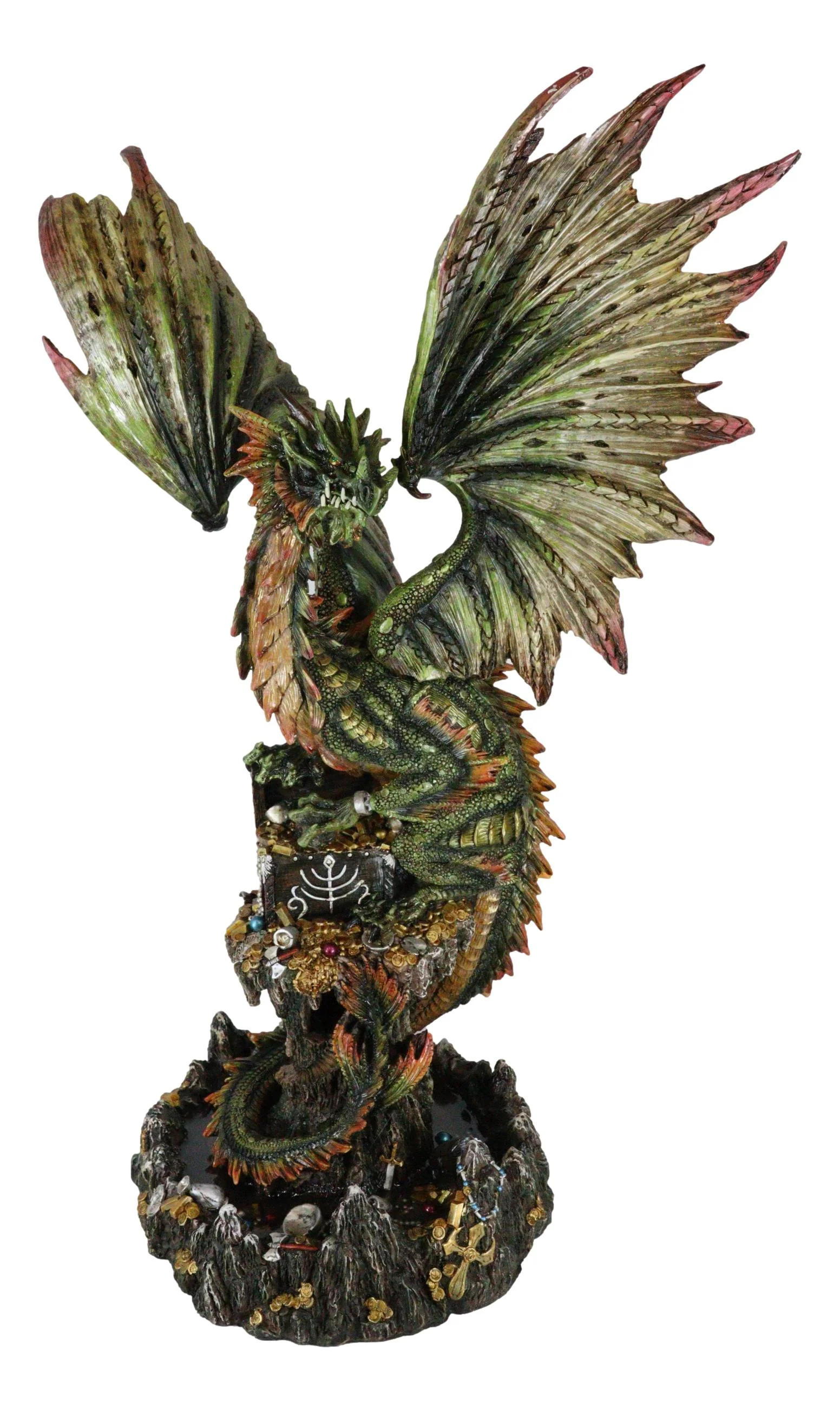 Ebros Large 26"H Green Castle Guardian Treasure Dragon Statue Fantasy Home Decor - Image 3