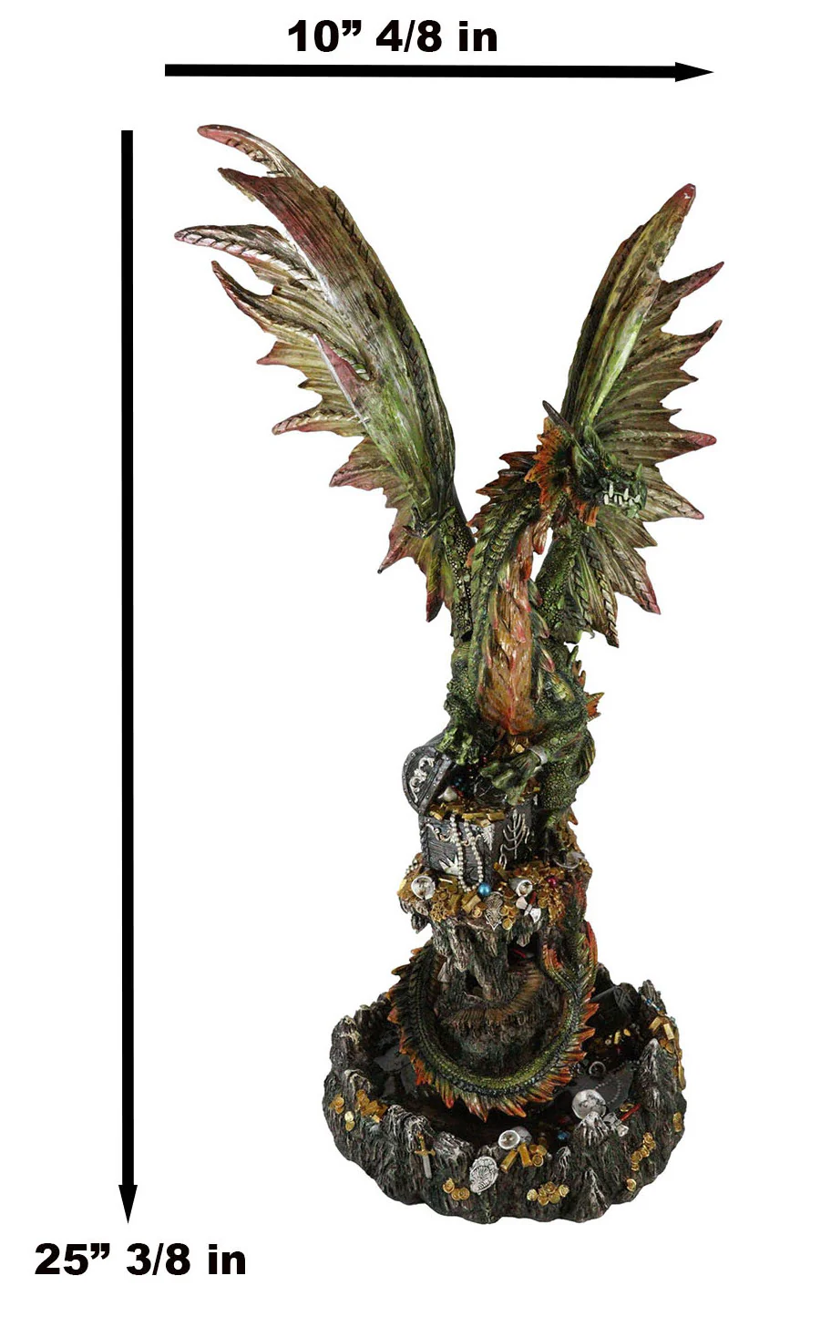 Ebros Large 26"H Green Castle Guardian Treasure Dragon Statue Fantasy Home Decor - Image 4