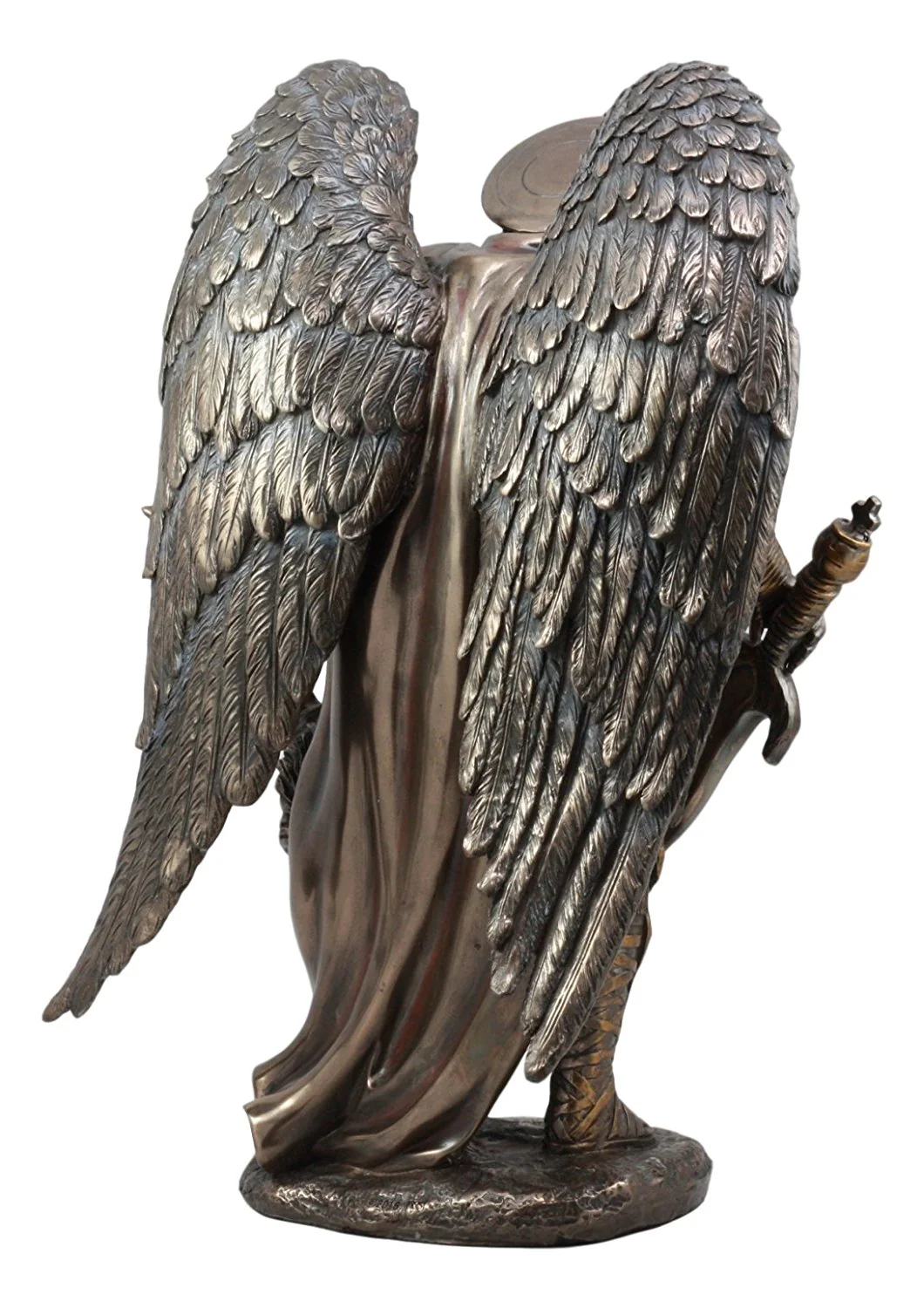 Large Archangel Saint Michael Holding Satan Dragon Lucifer Head Statue 15.5"H - Image 2