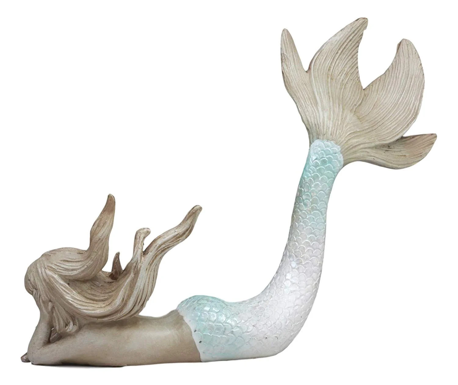 Ebros Large Art Nouveau Siren Mermaid Laying On The Sea Floor with Sea Shell Figurine 11" Long Fantasy Coastal or Nautical Decor Statue - Image 2