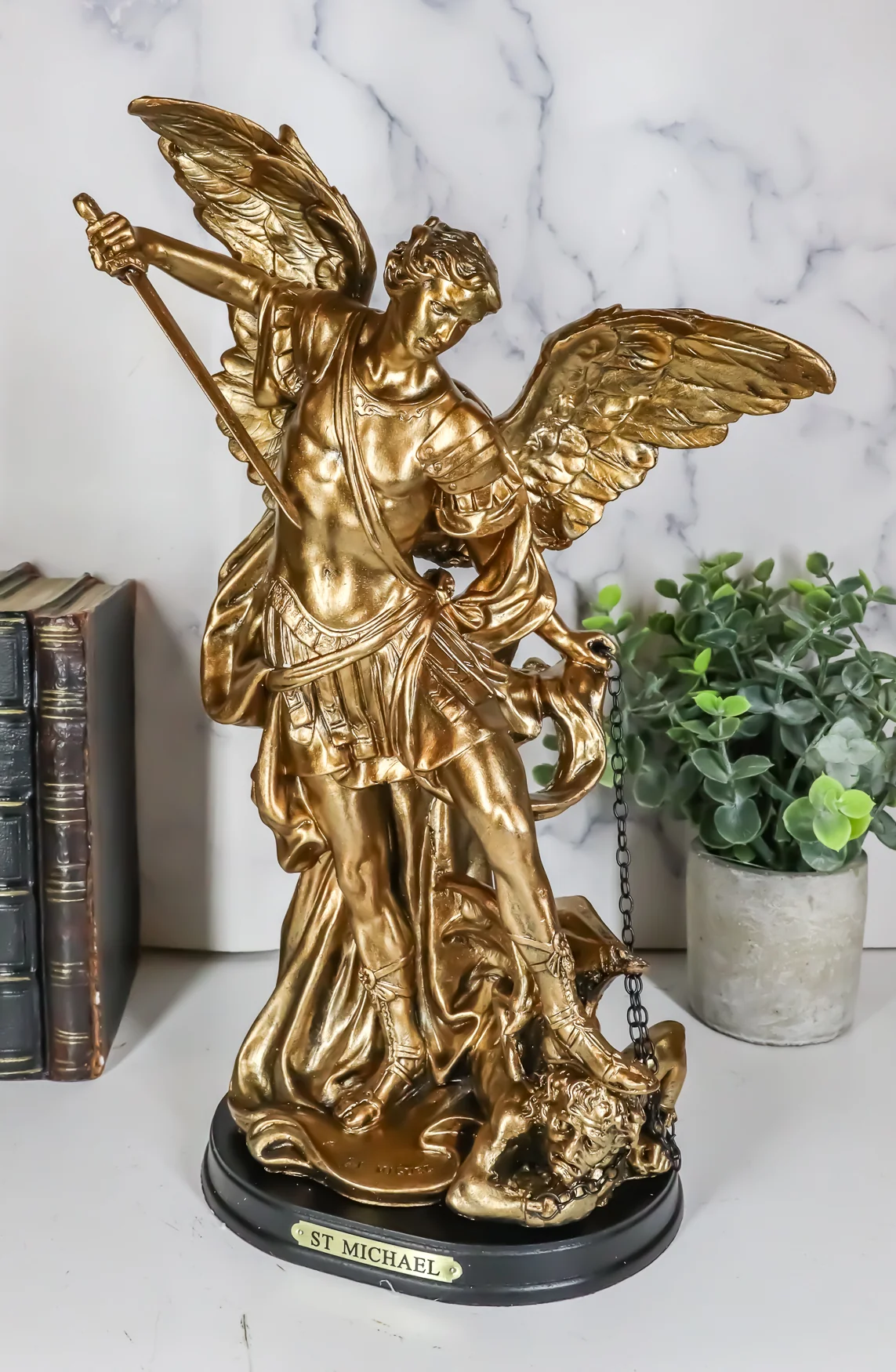 Ebros Large Archangel Saint Michael Slaying Chained Lucifer Statue 12.5" Tall - Image 8