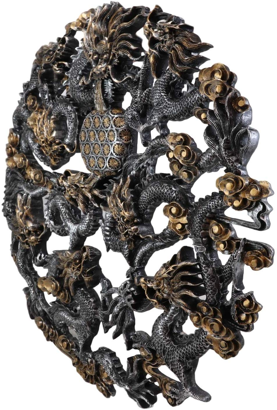 Ebros Large Chinese Ming Dynasty Imperial (9) Nine Sons Dragons Wall Sculpture - Image 2