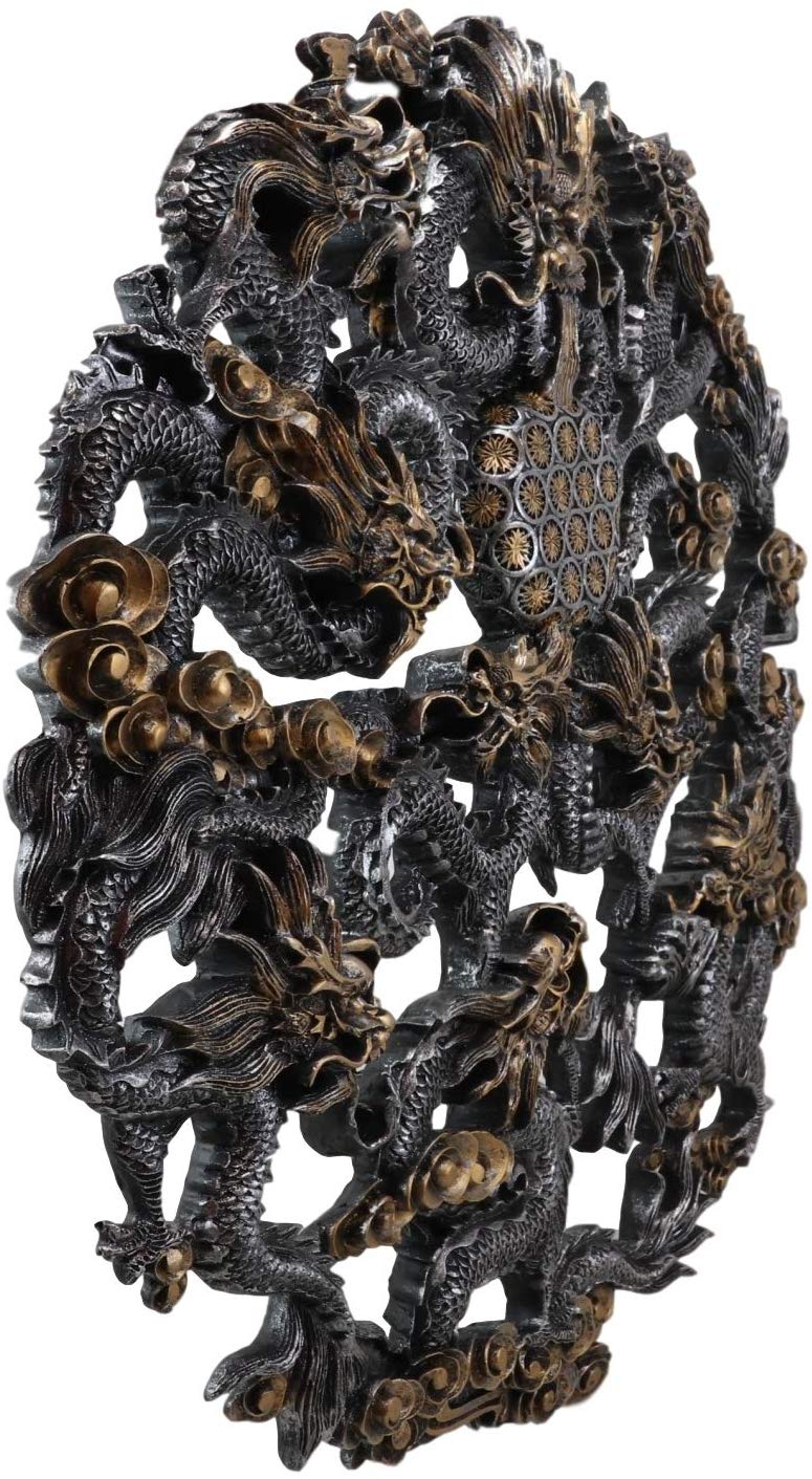 Ebros Large Chinese Ming Dynasty Imperial (9) Nine Sons Dragons Wall Sculpture - Image 4