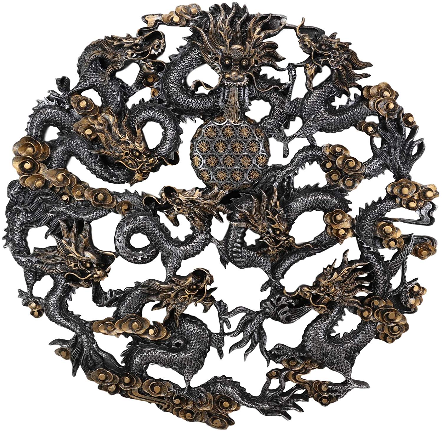 Ebros Large Chinese Ming Dynasty Imperial (9) Nine Sons Dragons Wall Sculpture - Image 5