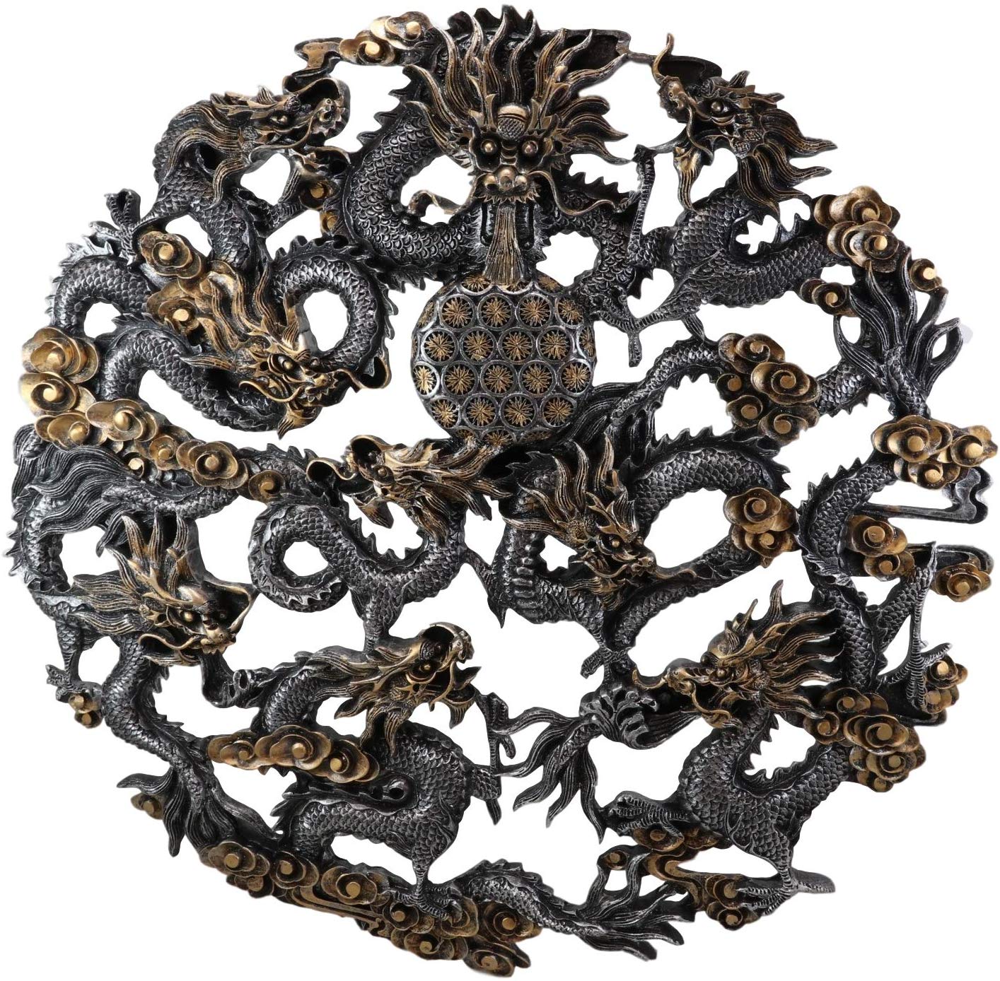 Ebros Large Chinese Ming Dynasty Imperial (9) Nine Sons Dragons Wall Sculpture - Image 6