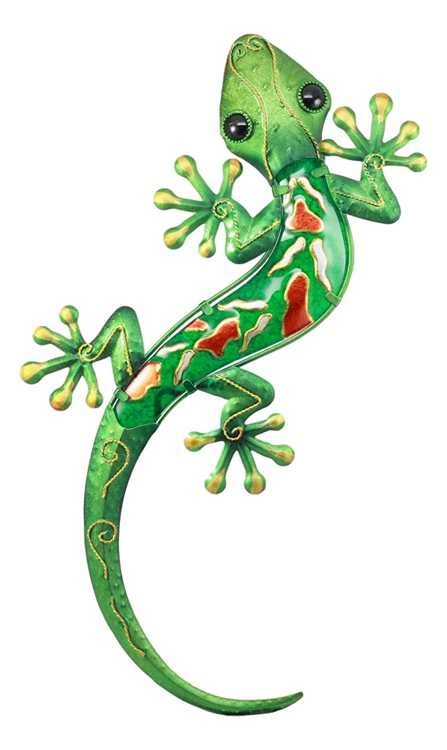 Ebros Crawling Green Vibrant Colors Metal Lizard Gecko 3D Wall Decor Art 18.5"L - Image 2
