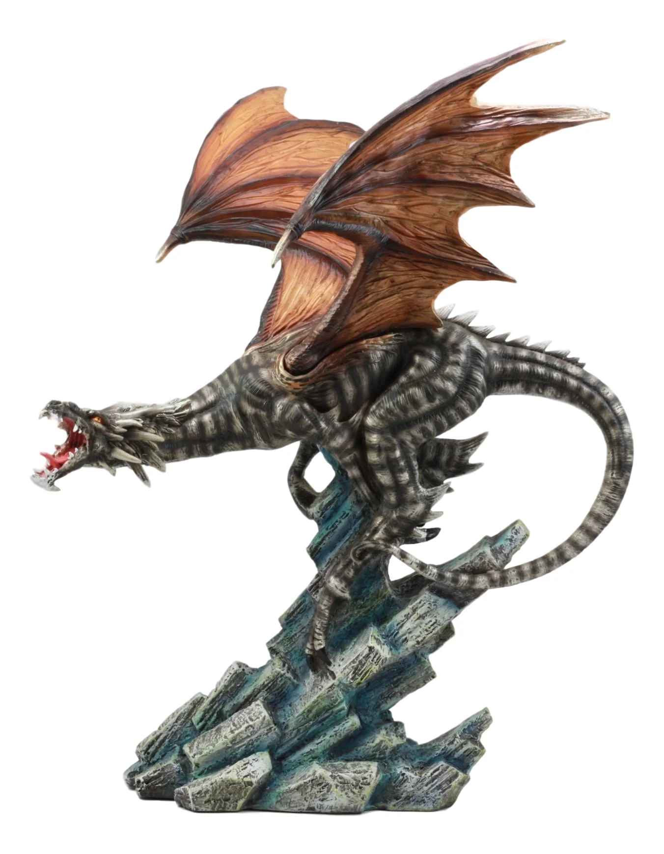 Ebros Large Flying Striped Dragon Over Frozen Rocks Statue Mythical Fantasy Figurine - Image 5