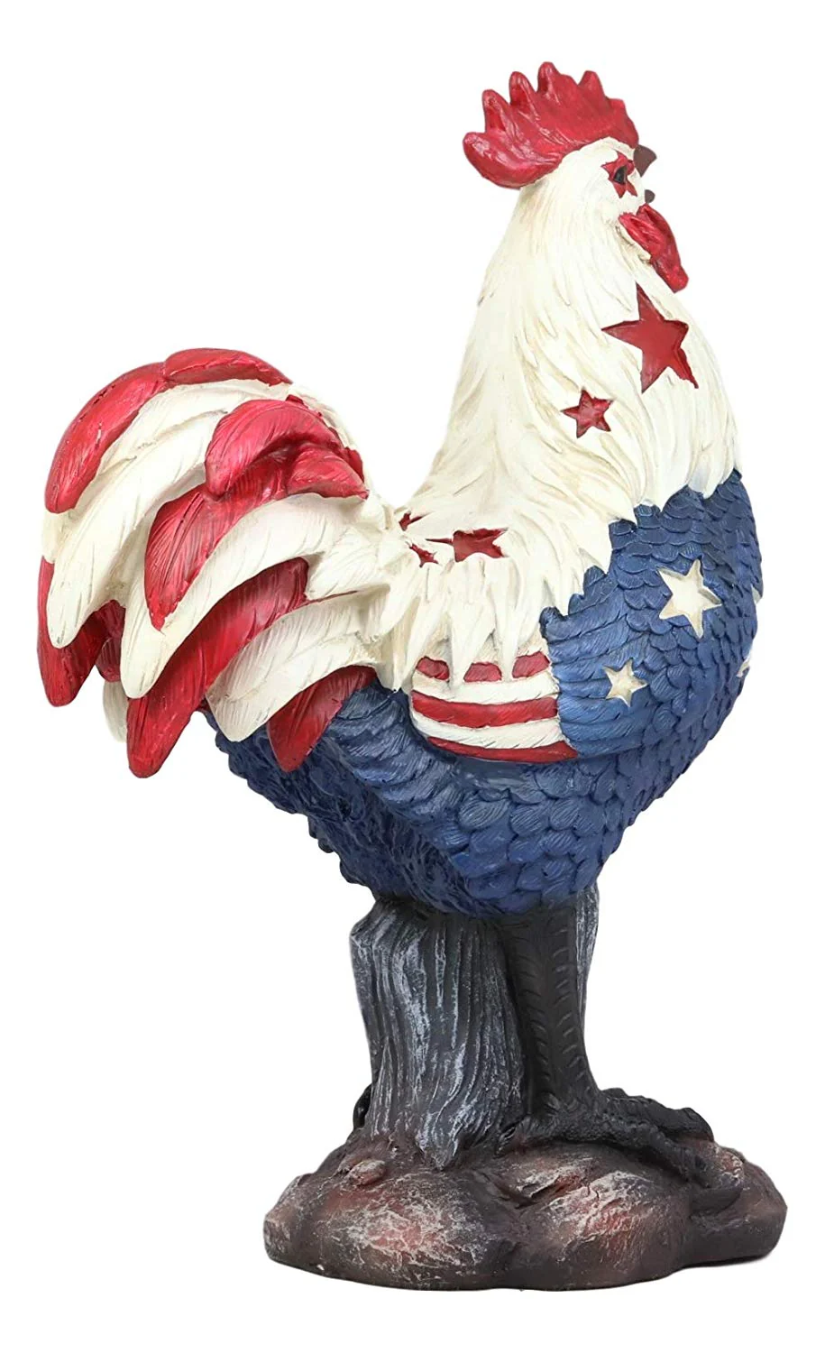 Ebros Large Good Morning America Patriotic USA Flag Alpha Rooster Statue 12.25" Tall Taxidermy American Pride Chicken Home Decor Sculpture Great Gift for Rustic Western Country Lovers Farmers - Image 3