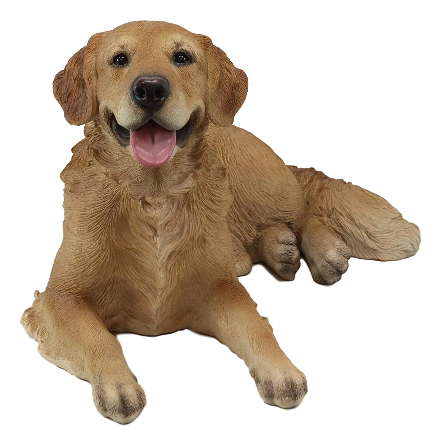 Large Lifelike Charlie The Chocolate Golden Retriever Panting Statue 23.25"Long - Image 2